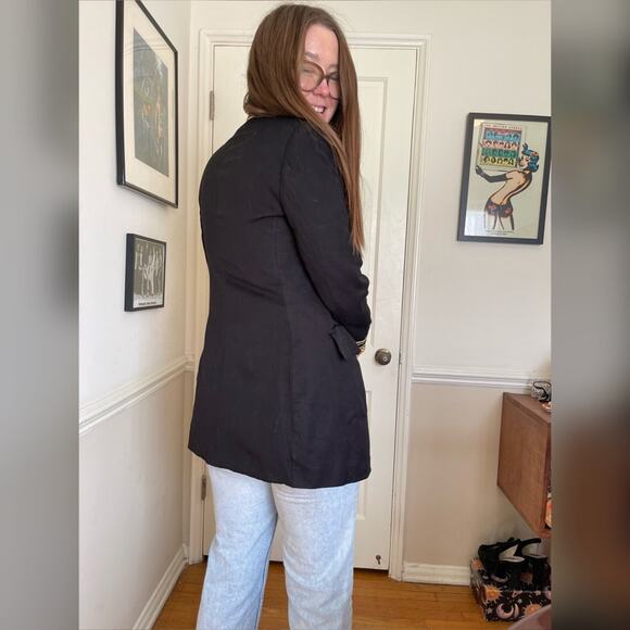 90s Vintage Military Style Jacket with Metallic Banded Collar - Picture 3 of 10